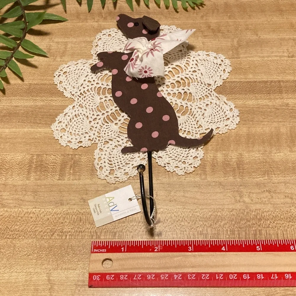 Brown And Pink Polka Dot Dog Wall Hook